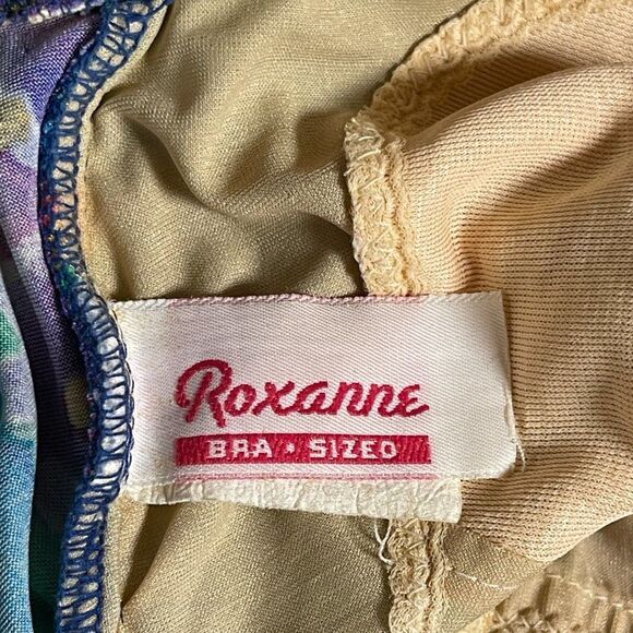 Vintage Roxanne Blue One Piece Tropical Resort Swimsuit Small - Picture 7 of 8